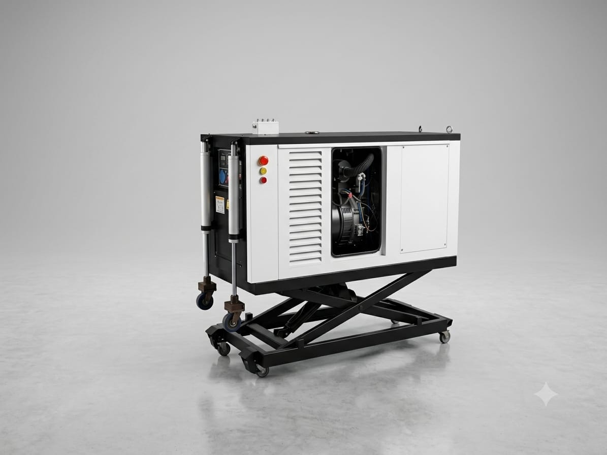 Trimega diesel generator set on a mobile trolley base